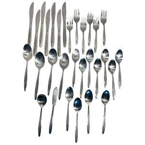 Customcraft Petal Lane Floral Stainless Flatware-TAIWAN-Lot of 30 Pieces